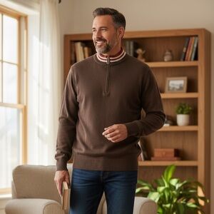 Vintage Sears Simpsons Brown High Neck Brown Knit Sweater Size XL